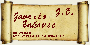 Gavrilo Baković vizit kartica